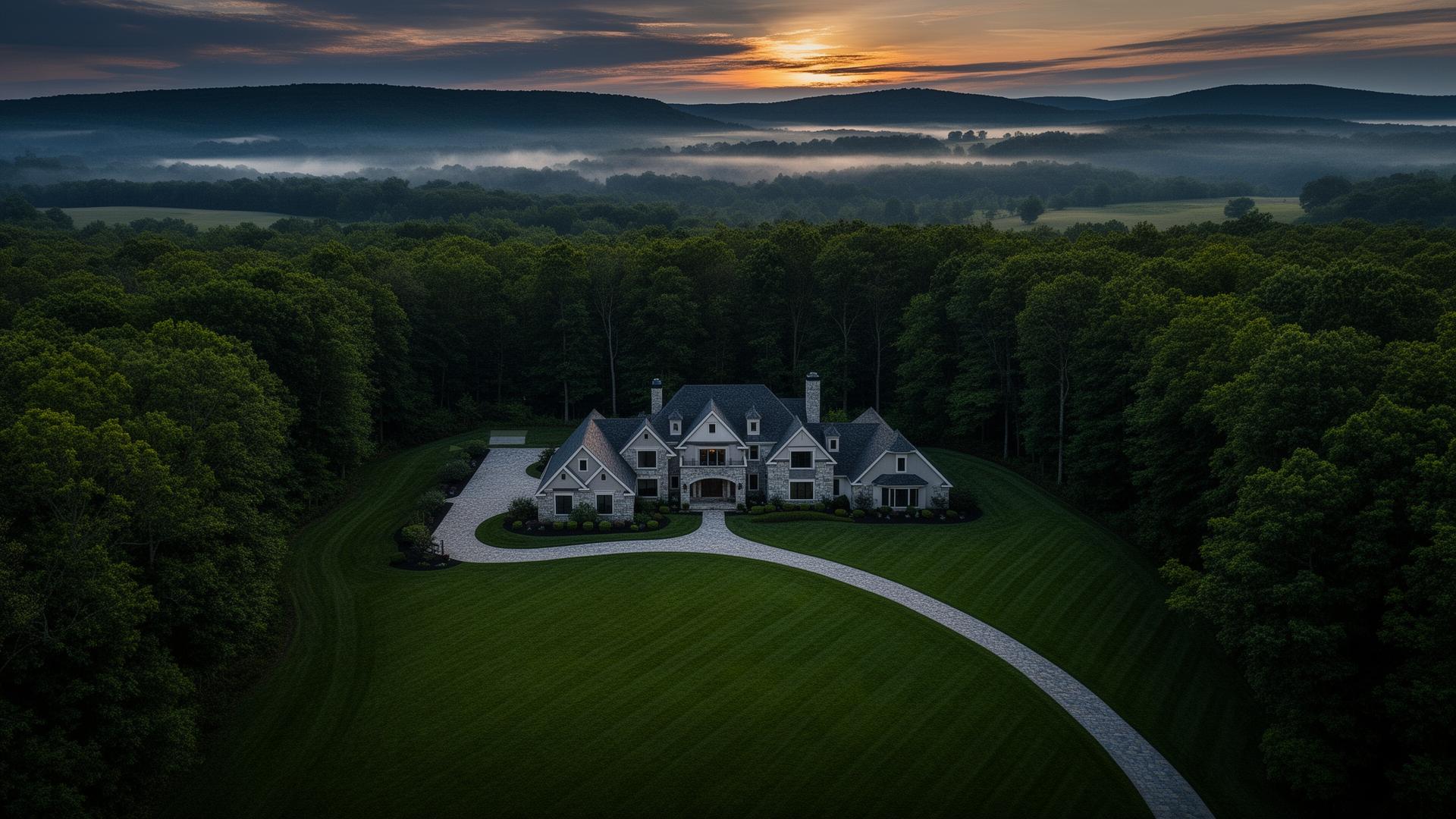 Aerial view of an estate property in Westmoreland County